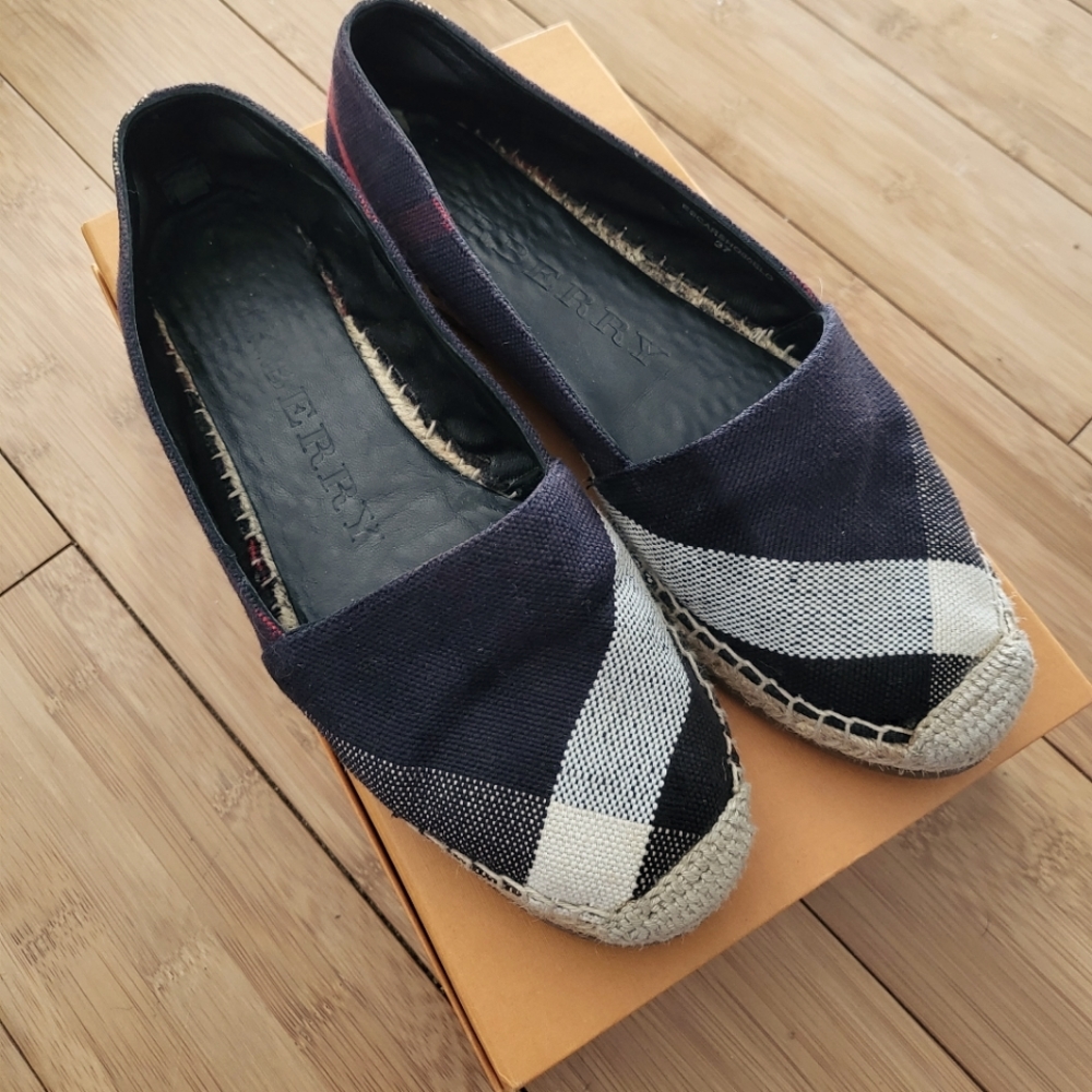 Burberry Brit Navy Check Espadrilles Hodgeson Flats